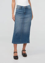Load image into Gallery viewer, Du/er Performance Denim Slit Skirt Blue Ash