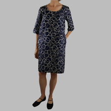 Load image into Gallery viewer, Sunny Dress Navy Circles Silk