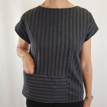 Load image into Gallery viewer, Tia Top Cotton Stripe Black Grey