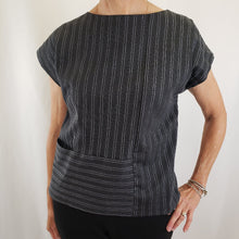 Load image into Gallery viewer, Tia Top Cotton Stripe Black Grey