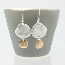 Charger l'image dans la galerie, Orange Avocado Bold Silver and Bronze Molten Earrings