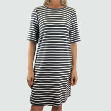 Load image into Gallery viewer, Charlotte Dress Bamboo Terry Grey Stripe