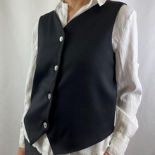 Load image into Gallery viewer, Mena Vest Black Wool Suiting