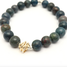 Charger l'image dans la galerie, Orange Avocado Ruby Blue Sapphire and Gold Wrap Stretch Bracelet