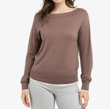 Charger l'image dans la galerie, YAYA Boatneck Sweater Brown with White Edge