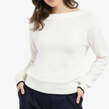 Charger l'image dans la galerie, YAYA Boatneck Sweater Ecru with Dark Edge