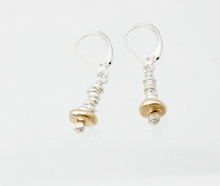 Load image into Gallery viewer, Orange Avocado Bronze Pebble and Silver Nugget Earrings (190/191)