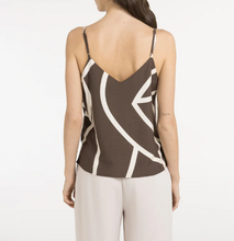 Charger l'image dans la galerie, YAYA Printed Vneck Cami Chocolate Brown