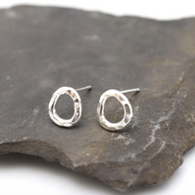 Load image into Gallery viewer, Orange Avocado Silver Freeform Link Studs (192/193)