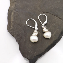 Load image into Gallery viewer, Orange Avocado Hera Silver Wrapped Pearl Earrings (206/207)
