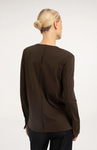 Load image into Gallery viewer, YAYA Long Sleeve Top with Lace Cuff Brown