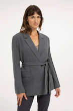 Load image into Gallery viewer, YAYA Wrap Blazer with Belt Grey