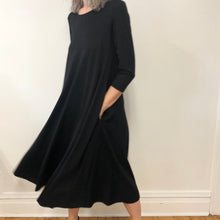 Load image into Gallery viewer, Sarah dress in Black LW ponte with 3/4 sleeves