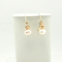 Charger l'image dans la galerie, Orange Avocado Hera Gold Wrapped Pearl Earrings