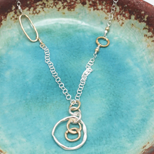 Load image into Gallery viewer, Orange Avocado Entwined Bronze &amp; Silver Pendant Long Necklace
