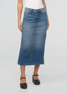 Du/er Performance Denim Slit Skirt Blue Ash