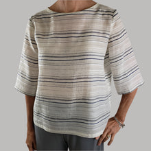 Load image into Gallery viewer, Sienna Top Viscose Silk Navy Stripe
