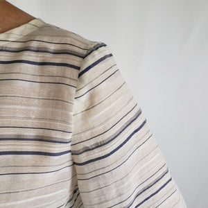 Sienna Top Viscose Silk Navy Stripe