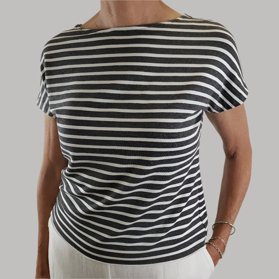 Sage Striped Bamboo Terry Grey/White