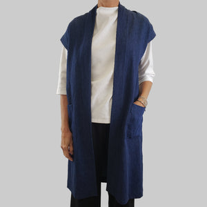 Tita Vest Hemp Cotton Denim Blue