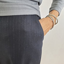 Load image into Gallery viewer, Marlena Pant Wool Pinstripe Midnight

