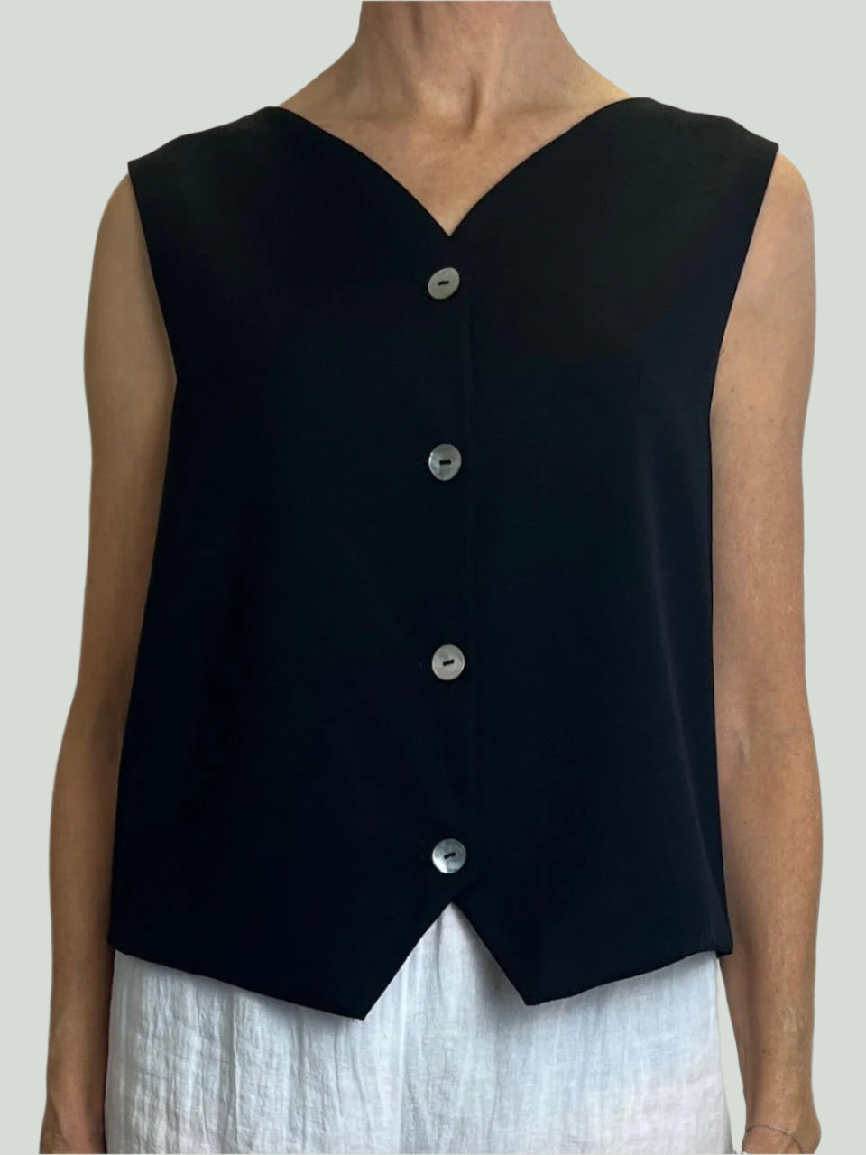 Mena Vest Black Wool Suiting