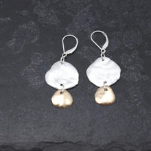 Load image into Gallery viewer, Orange Avocado Bold Silver and Bronze Molten Earrings
