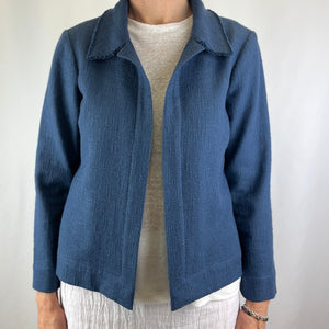 Rula Jacket Blue Cotton Tweed