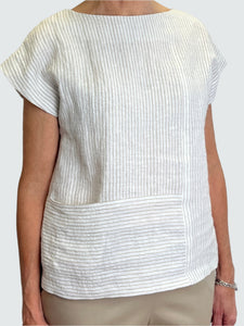 Tia Top Linen Stripe Ivory