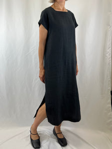 Cyclamen Dress Washed Linen Black