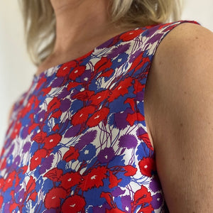 Jayne Tank with Slits Floral Silk