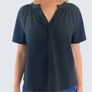 Bella Dahl Flowy Short Sleeve Pullover Black