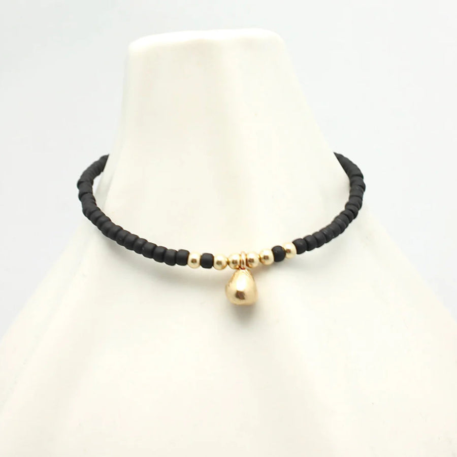 Orange Avocado Arctic Blossoms Jet and Bronze Petite Bud Bracelet