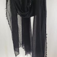 Load image into Gallery viewer, Cashmere Scarf Black Fringe
