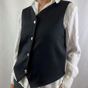 Mena Vest Black Wool Suiting