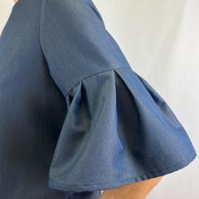 Load image into Gallery viewer, Ina Dress Pleated Sleeve Denim Suiting Blue
