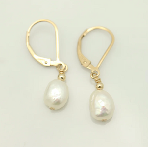 Orange Avocado Baroque Pearl Earrings