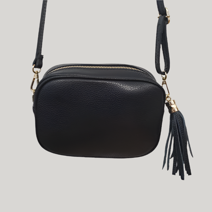 Leather Purse with Tassle Black