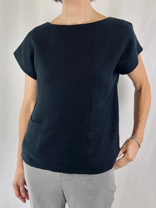 Tia Top Black Linen