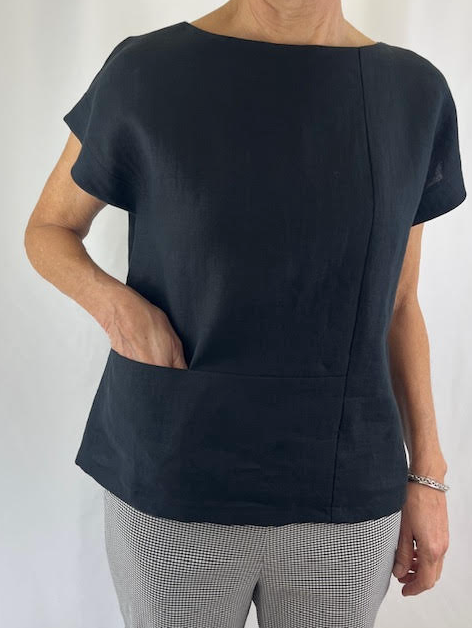 Tia Top Black Linen