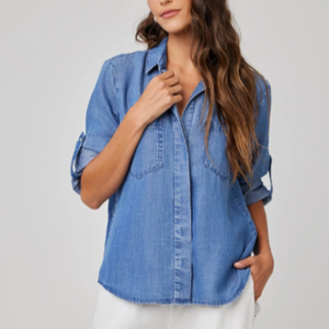 Bella Dahl Split Back Button Down Denim Wash