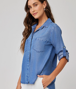 Bella Dahl Split Back Button Down Denim Wash