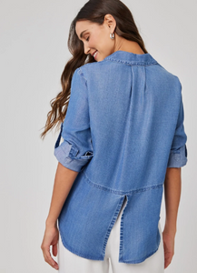 Bella Dahl Split Back Button Down Denim Wash