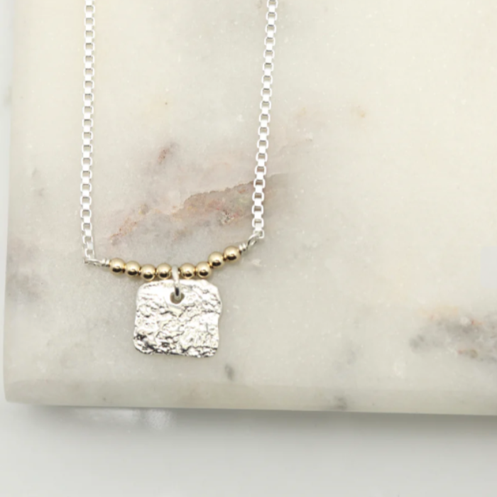 Orange Avocado Boulder Cube Necklace