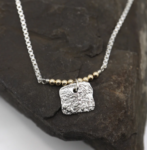 Orange Avocado Boulder Cube Necklace