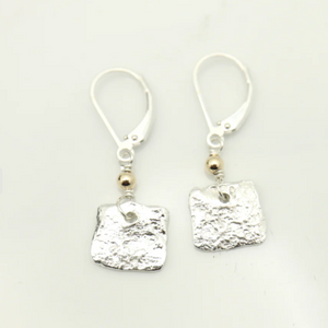 Orange Avocado Boulder Cube Silver Earrings