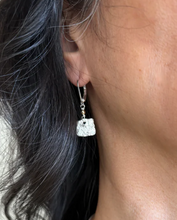 Load image into Gallery viewer, Orange Avocado Boulder Cube Silver Earrings
