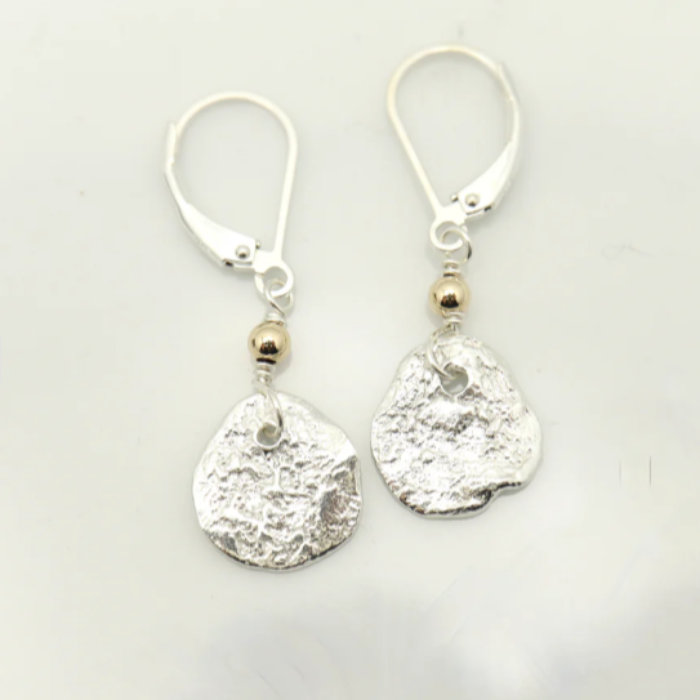 Orange Avocado Boulder Freeform Silver Earrings