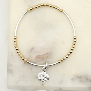 Orange Avocado Gold Bead and Boulder Charm Bracelet
