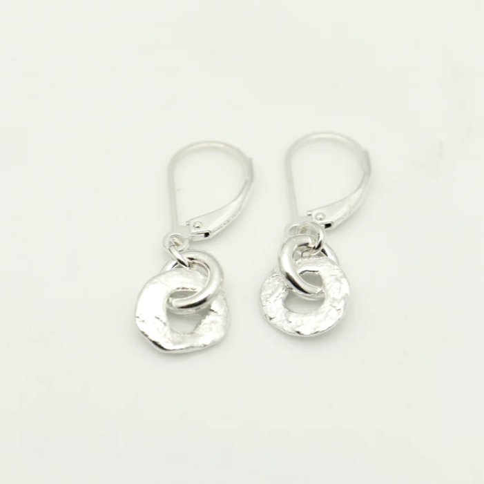 Orange Avocado Boulder Silver Link Earrings